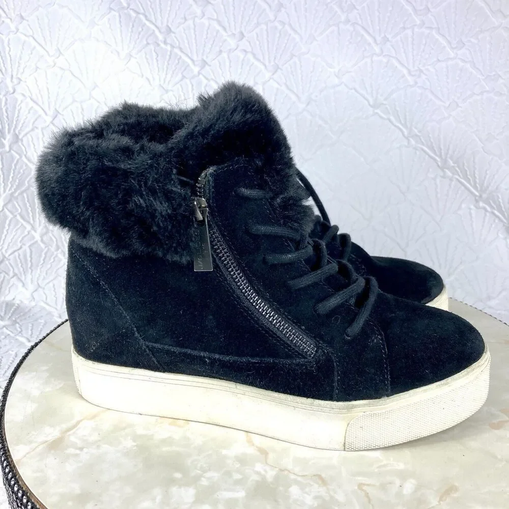 J/SLIDES Black Ankle Booties with Fur Detail - Picture 1 of 11